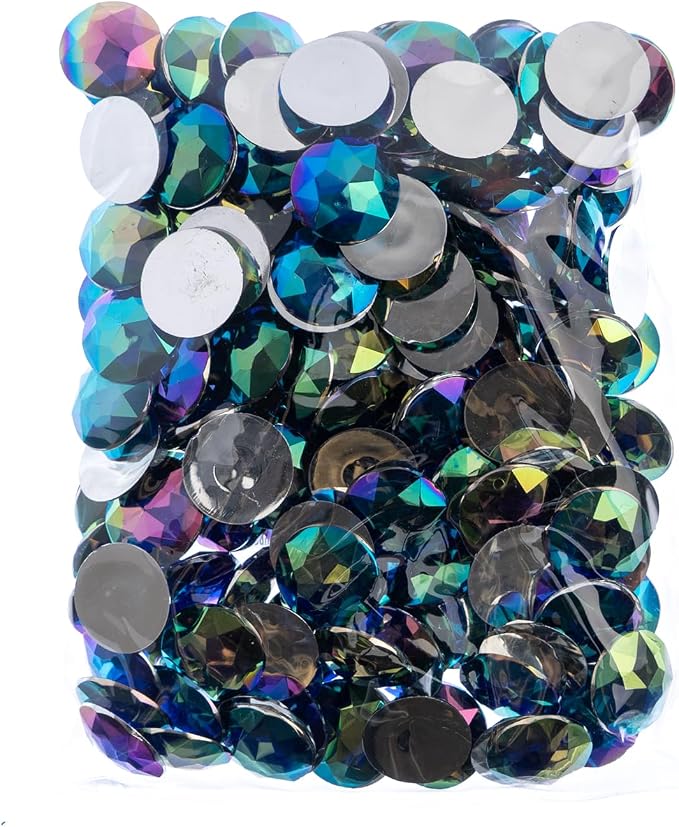 John Bead 200 Pieces 20mm, Royal Blue AB, Acrylic Round Flat Back Rhinestones - Image 2