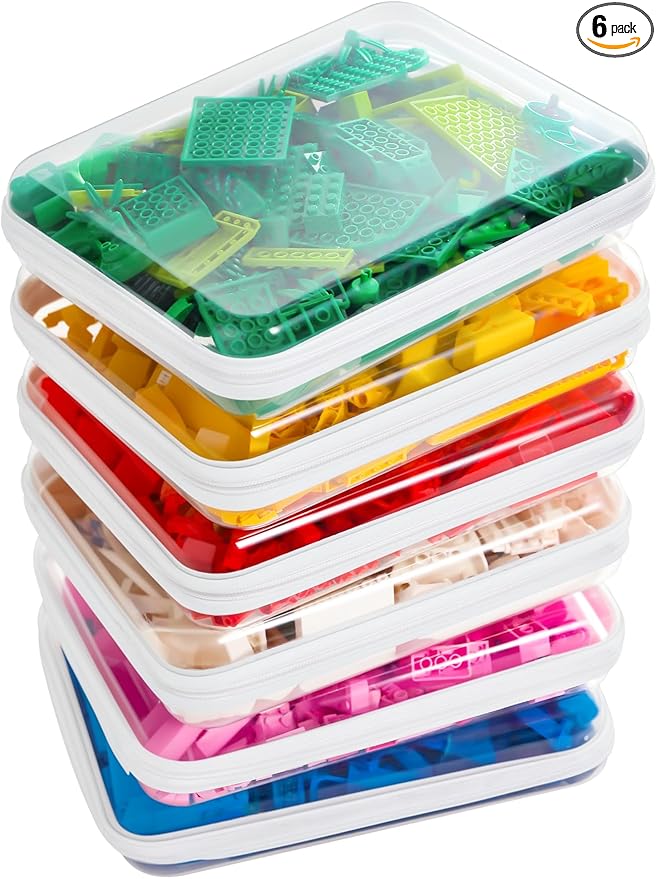 CoiiJoii Zippered Pouch Hard, Stackable Storage Bins, Portable Clear Bin Zipper by CoiiJoii