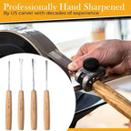 Hand-Sharpened Wood Carving Tools Set of 4 Fishtail Chisels and Gouges - Image 3