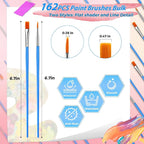 162 Pcs Paint Brushes Bulk, Round Flat Tip Acrylic Paint Brushes Set - Image 2