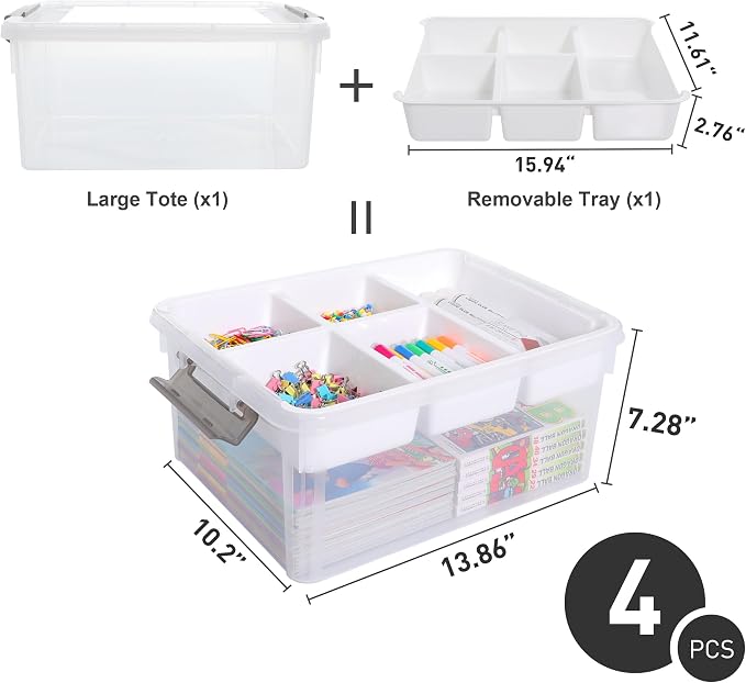 Citylife 17QT 4Packs Clear Craft Organizers and Storage Box - Image 2