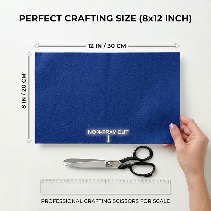 Dark Royal Blue Felt Fabric Sheets Stiff 20 Pcs 8" X 12", 1mm Thick Assorted - Image 2