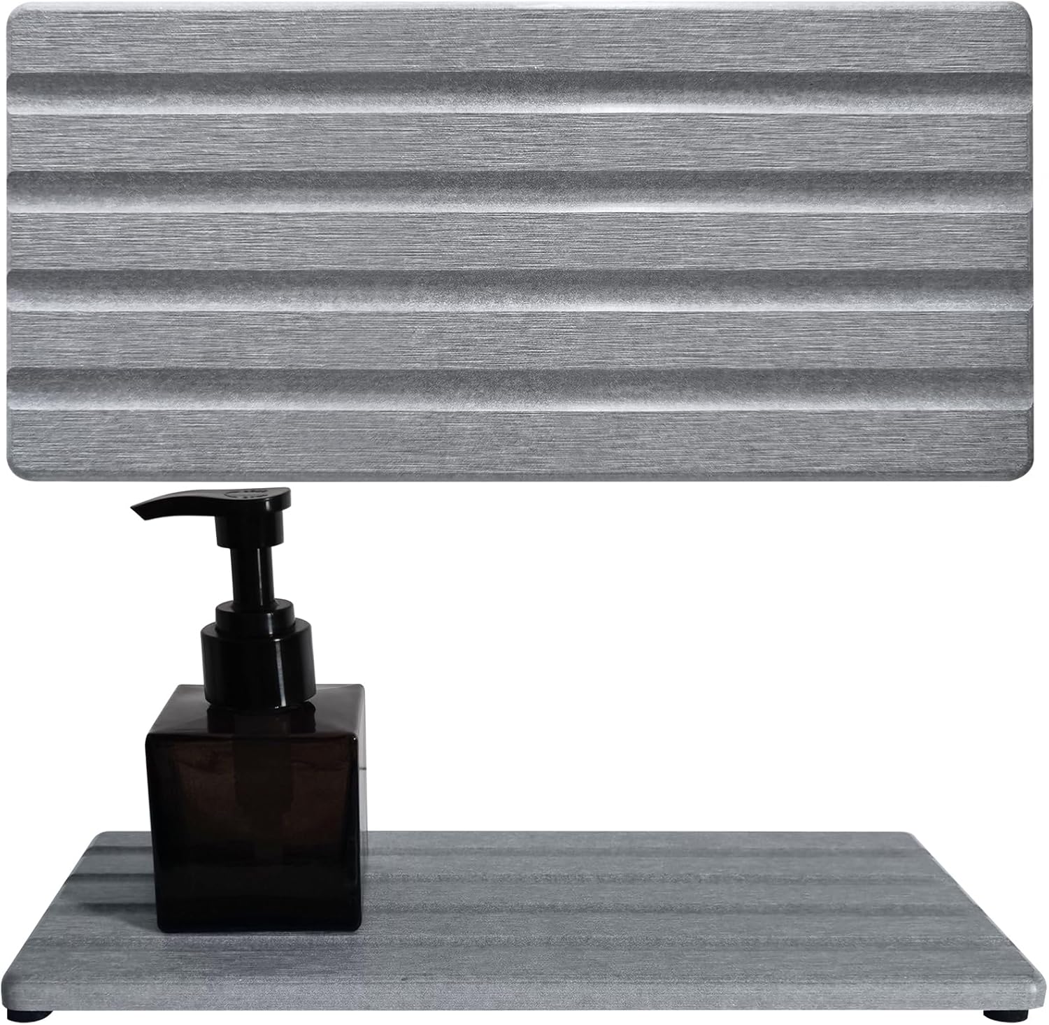 2 PCS Water Absorbing Stone Trays for Bathroom Sink & Kitchen Counter, Fast-Drying Diatomite Sink Caddy, Vanity Tray, Hand Soap Holder with Anti-Skid Pads (Gray, 8.7" x 4"/22 x 10cm)