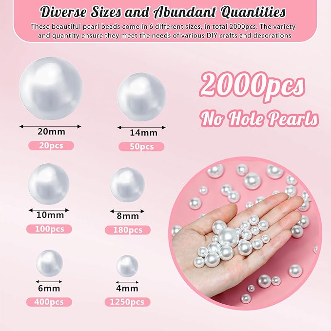 2000PCS Pearls for Crafting, Candles Centerpiece, DIY Crafts, Jewelry Making - Image 2