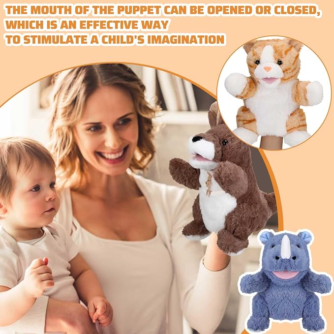 Liliful 6 Pieces Animal Hand Puppets Kids Hand Puppets - Image 3