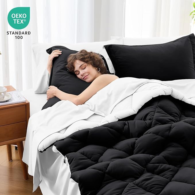 MUXHOMO 7 Pieces Queen Comforter Set, Reversible Bed in a Bag Queen Size - Image 4