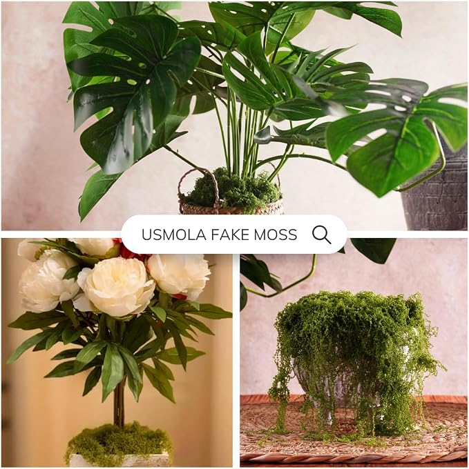 USMOLA Fake Moss for Potted Plants Indoor, 7OZ Green Moss for Crafts - Image 5