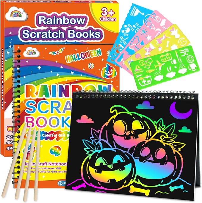 ZMLM Scratch Paper Art-Crafts Gift: 2 Pack Rainbow Notebooks Supplies Toys by ZMLM