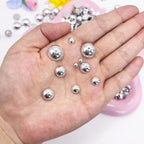 Sqqzuie1500PCS 3-14mm Shiny Silver Flatback Pearls, 150g Half-Round ABS Pearls - Image 4