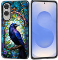 for Samsung Galaxy S25 Edge Case, Crow Faux Stained Glass Pattern Glossy 2 in 1 by Teonvpu