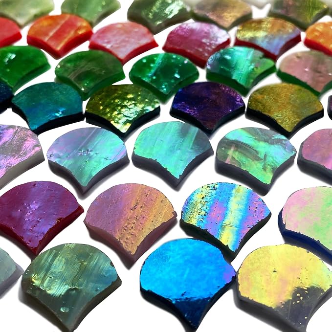 Magic Iridescent Fan Shaped Glass Mosaic Tiles by KALUCION