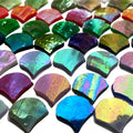 Magic Iridescent Fan Shaped Glass Mosaic Tiles by KALUCION