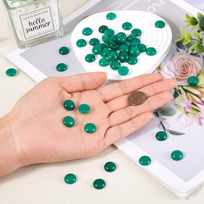 FASHEWELRY 50Pcs Natural White Jade Cabochons Flat Back Gemstone Cabochons 12mm - Image 5