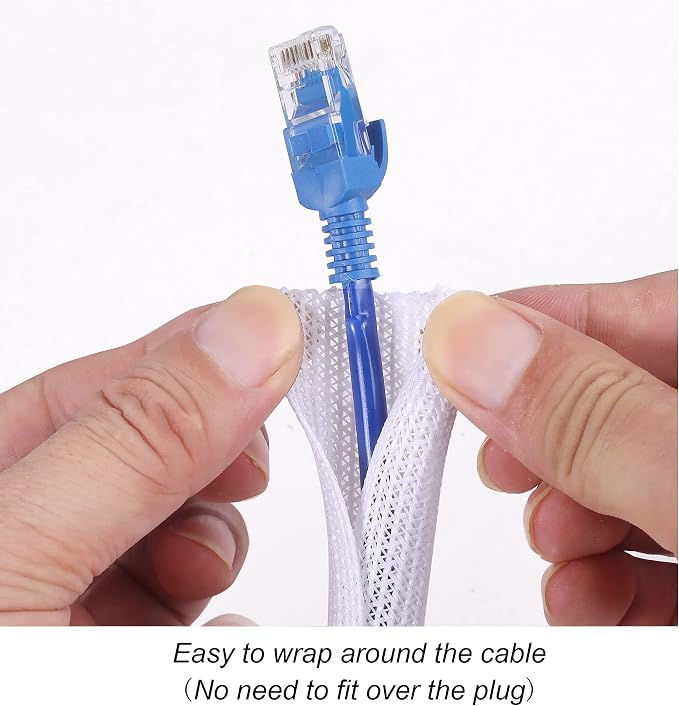 25ft - 1/4 inch Braided Cable Management Sleeve Cord Protector - Self-Wrapping - Image 2