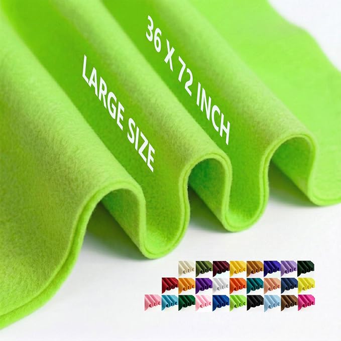 Apple Green Felt Fabric 36" x 72" 1.6mm Thick Large Craft Sheet | Soft by MEDIANER