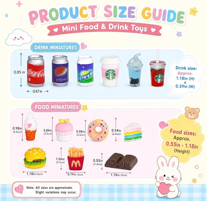 50 Pcs Miniature Food Drink Bottles Soda Pop Cans Pretend Play Kitchen Game - Image 2