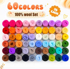 60 Colors Needle Felting Wool, Wool Roving 3g per Color, 6.35 oz Total - Image 2