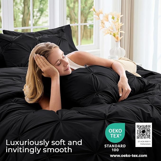 Sasttie Twin Comforter Set, 5-Piece Bed in a Bag, Pintuck Bedding Sets - Image 3