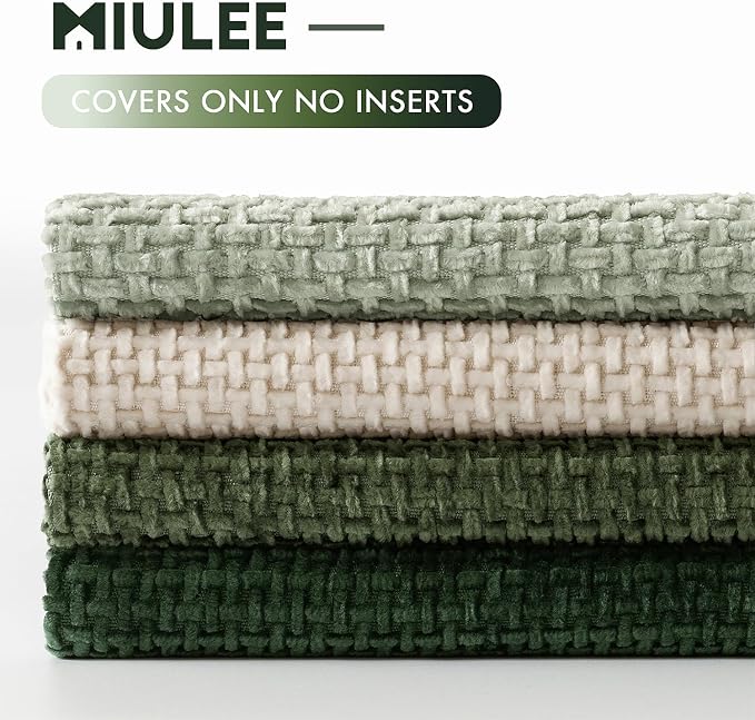 MIULEE Pack of 4 Couch Throw Pillow Covers 18x18 Inch Neutral Green Soft - Image 6