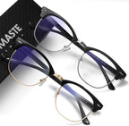 Blue Light Blocking Glasses Vintage Half Frame UV Clear Lens Anti Eyestrain by AOMASTE