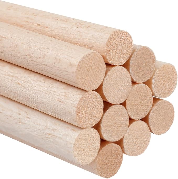 1/2 x 12 Inch Round Wood Dowel Rods Wood Sticks Wooden Dowel Rods Unfinished by iUoczi