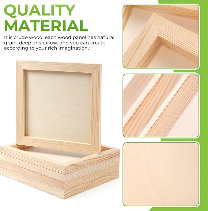 FSWCCK 5 Pack 9 x 9 inch Wood Panel Boards, Unfinished Wood Canvas Panels - Image 3
