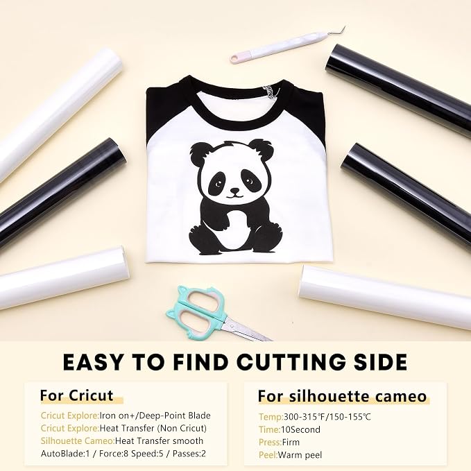 HTVSTD Black White Puff HTV Heat Transfer Vinyl 6pcs 12×10in | Puff Iron on - Image 7