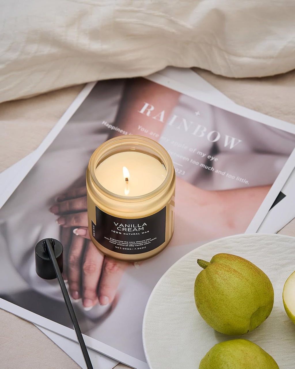 M&SENSE Vanilla Candles 100% Natural Organic Soy Wax Relaxing Aromatherapy Scented Candle, 7.05oz 50 Hours Burning Time Non Toxic Housewarming Gifts for Women and Men