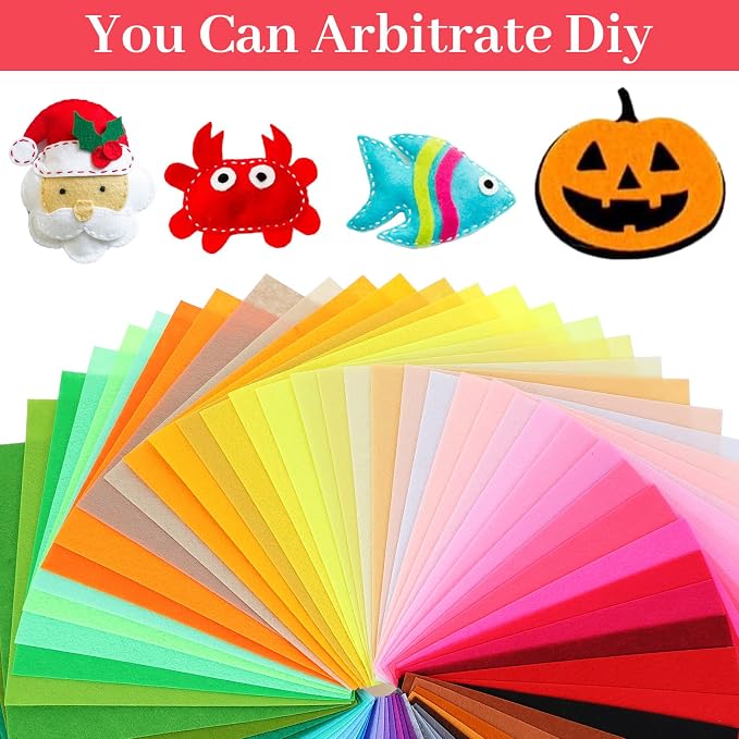 66 Pcs Stiff Felt Fabric Sheets, 12 x 12 inches Assorted Felt Sheets Craft Felt - Image 4