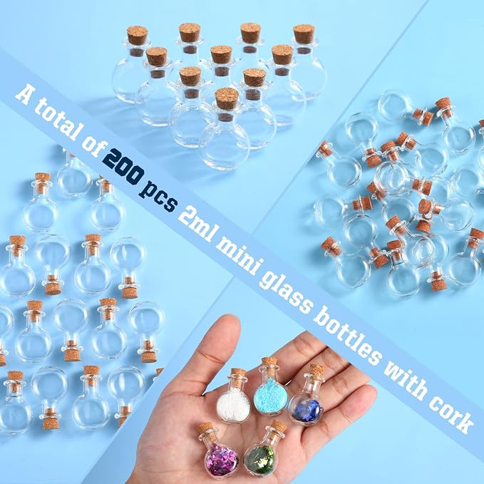 Zhehao 300 Pcs 2 ml Mini Glass Bottles Jars - Image 2