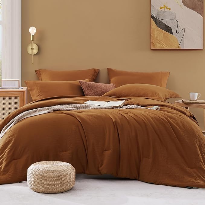 WRENSONGE Terracotta King Comforter Set, 7 Pieces Soft Microfiber King Size by WRENSONGE