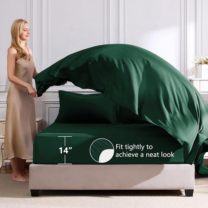 CozyLux Oversized King Comforter Set Emerald Green, 7 Pieces Bed in a Bag - Image 5