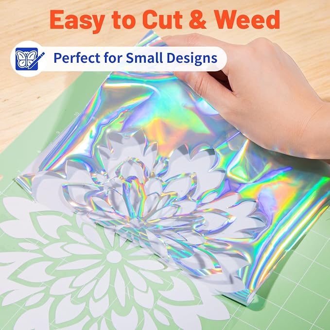 TECKWRAP Heat Transfer Vinyl for T-Shirts, Holographic Silver | Easy Weed HTV - Image 3