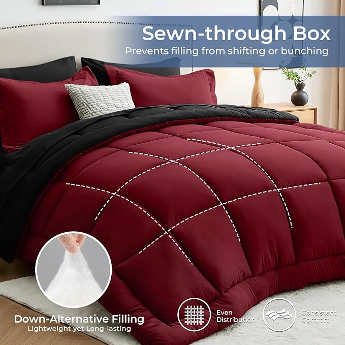 Sasttie Oversized King Comforter Set, 7 Pieces Reversible Bed in a Bag - Image 3
