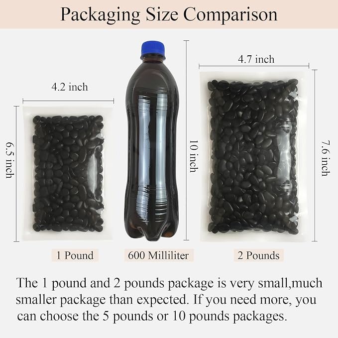 FANTIAN Black Pebbles for Indoor Plants, 3/8 inch Small Bag Stones, Decorative - Image 3