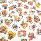 50 PCS Vintage Orange Rose Floral Scrapbook Stickers, Resin Crafts, Retro - Image 2