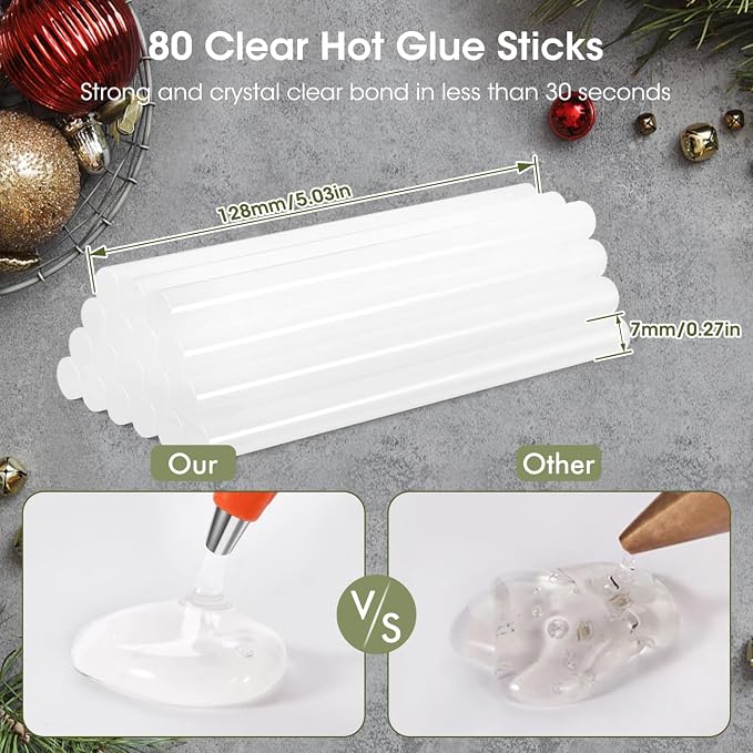 80PCS Mini Hot Glue Sticks, 5.31" Long x 0.28" Diameter - Image 2
