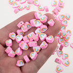100pcs Pink Rainbow Polymer Clay Spacer Beads - Image 5