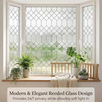 SUNBABY Reeded Glass Window Privacy Film, Frosted Glass Window Film - Image 2