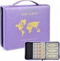 ANKHOH Zippered Coin Collection Book, 200 Pockets and 30 Bill Sleeves | PU by Ankhohstoragehardcase