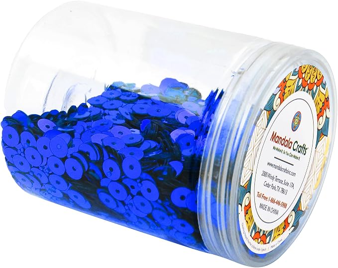 Mandala Crafts 6mm Flat Round Dark Blue Sequins - Image 4