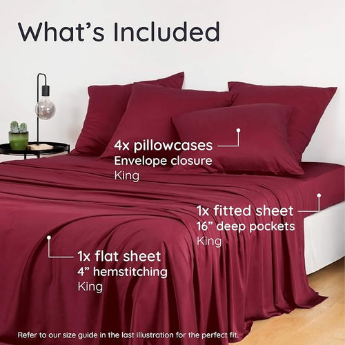 Bambaw 100% Viscose Derived from Bamboo Sheets King Set – 6pcs Set of Cooling - Image 2