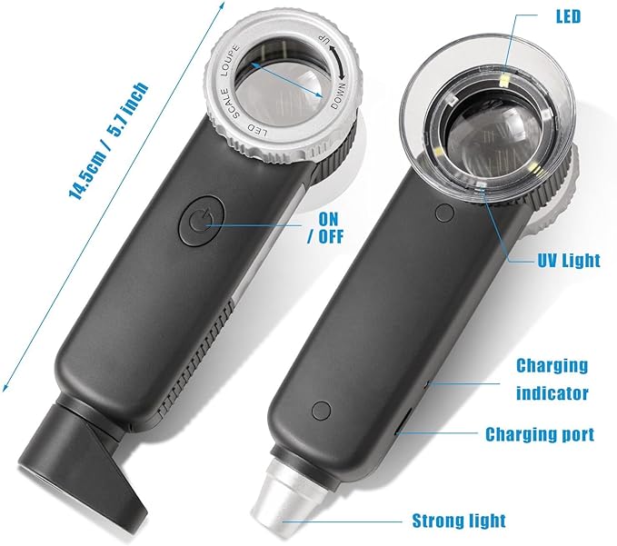 30X Jewelry Loupe with 7 Light, USB Rechargeable Foldable Handheld Magnifying - Image 2