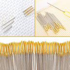 100pcs Cross Stitch Needles +2 Needle Threader Golden Color Large Eyes Cross - Image 6