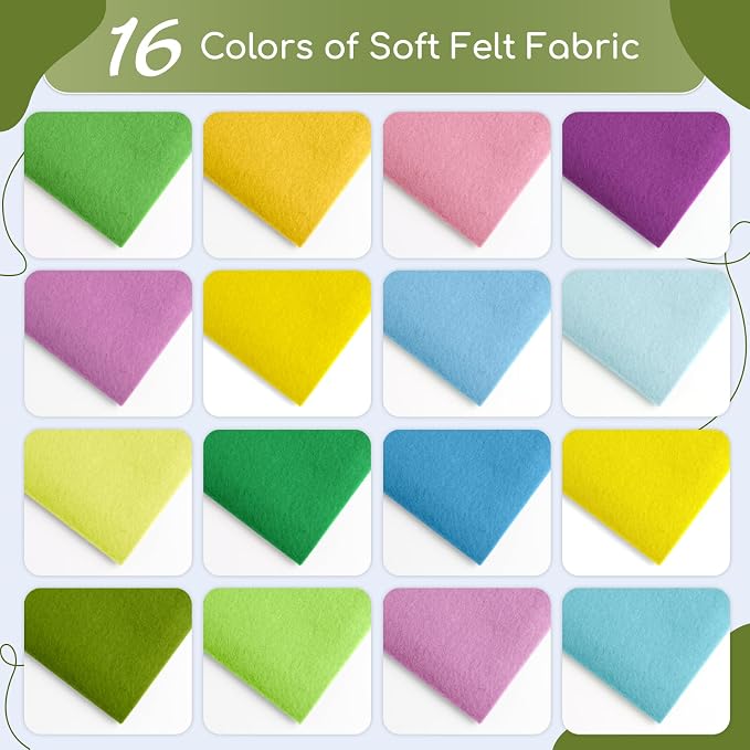 16 Pcs 8x18in Soft Felt Fabric Sheets, 16 Assorted Macarone Colors Felt Pack - Image 4