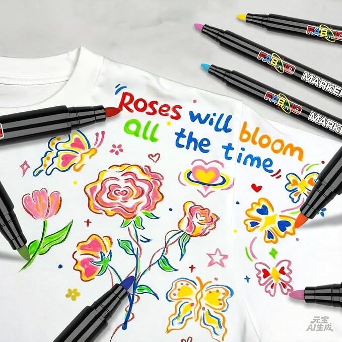 24 Colors Fabric Markers Permanent – Waterproof Non-Bleeding Fabric Pen Set - Image 8