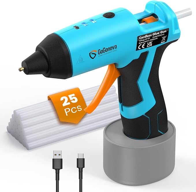 Cordless Hot Glue Gun, GoGonova 15s Fast Preheating 5Ah Built-in Battery Hot by GoGonova