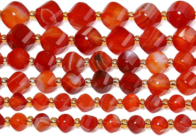 34pcs Natural Red Striped Agate Stone Beads - Image 7