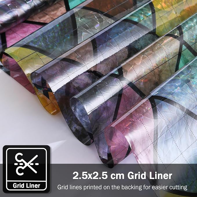 Stained Glass Window Film, Window Privacy Films, Colorful Lattice Window Tint - Image 7