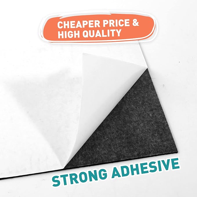 12" x 12" x 1/8" Thickness Adhesive Black Felt Sheets Sticky Felt Fabric Pads - Image 3